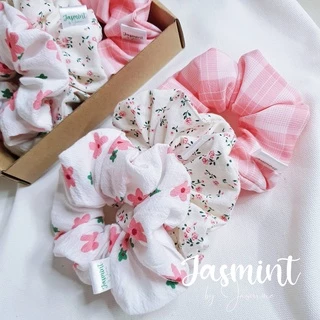 [Scrunchies] Đồ cột tóc, dây buộc tóc hoa xuân đáng yêu, hoa hồng nhí và kẻ hồng quà Tết đáng yêu cho bạn gái Jasmint