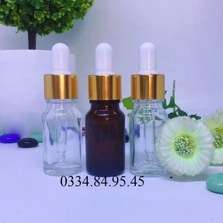 10 Chai thủy tinh trong / nâu nắp bóp vàng 10ml _lọ chiết serum_ChaiLoHuMyPham