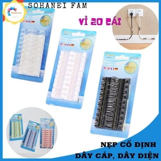 [VỈ 20 CÁI/ VỈ 16 CÁI] Nẹp Cố Định Dây Điện Dây Cáp Dán Tường- Giúp Đi Đường Dây Điện Gọn Gàng, Chống Rối - SOHANEI FAM