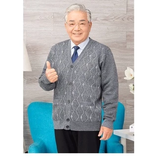 Áo khoác len nam trung niên cổ V phong cách Hàn Quốc cho ông cho bố
