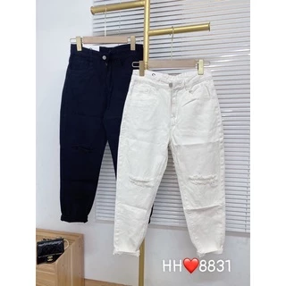 QUẦN BAGGY THÔ JEANS ĐEN TRẮNG BASIC MS16782