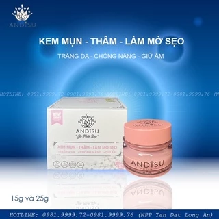 Kem mụn thâm làm mờ sẹo & trắng da chống nắng giữ ẩm ANDISU 25 và 15g - Mia Beauty