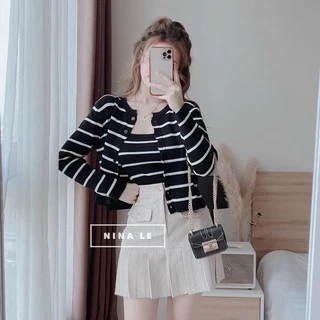 Set áo khoác cardigan kèm áo hai dây vải sọc xinh 💕💕💕S87777