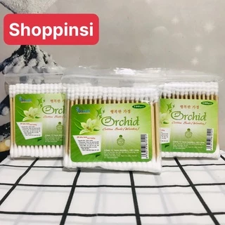 Tăm Bông Cán Gỗ Orchid Xuất Hàn 100 que