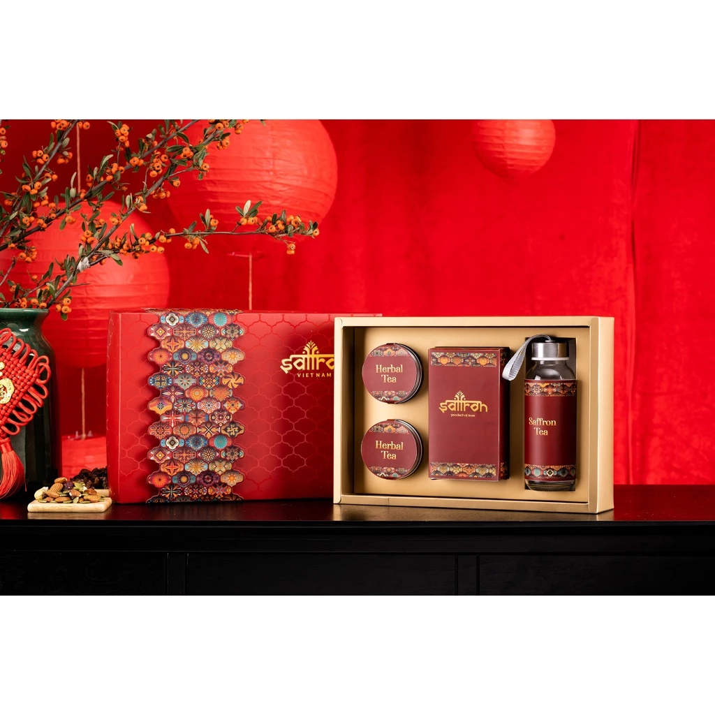 Quà tặng trung thu thương hiệu Saffron Việt Nam Nhụy Hoa Nghệ Tây Jahan với trà hoa