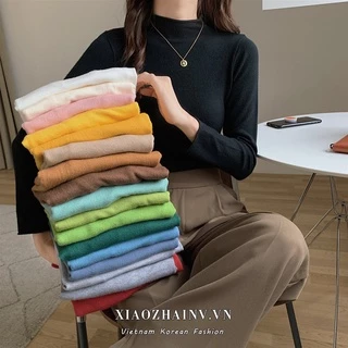 Xiaozhainv Áo sweater Dệt Kim Tay Dài Cổ Cao Phong Cách Hàn Quốc Cho Nữ Có 18 Màu Sắc Lựa Chọn