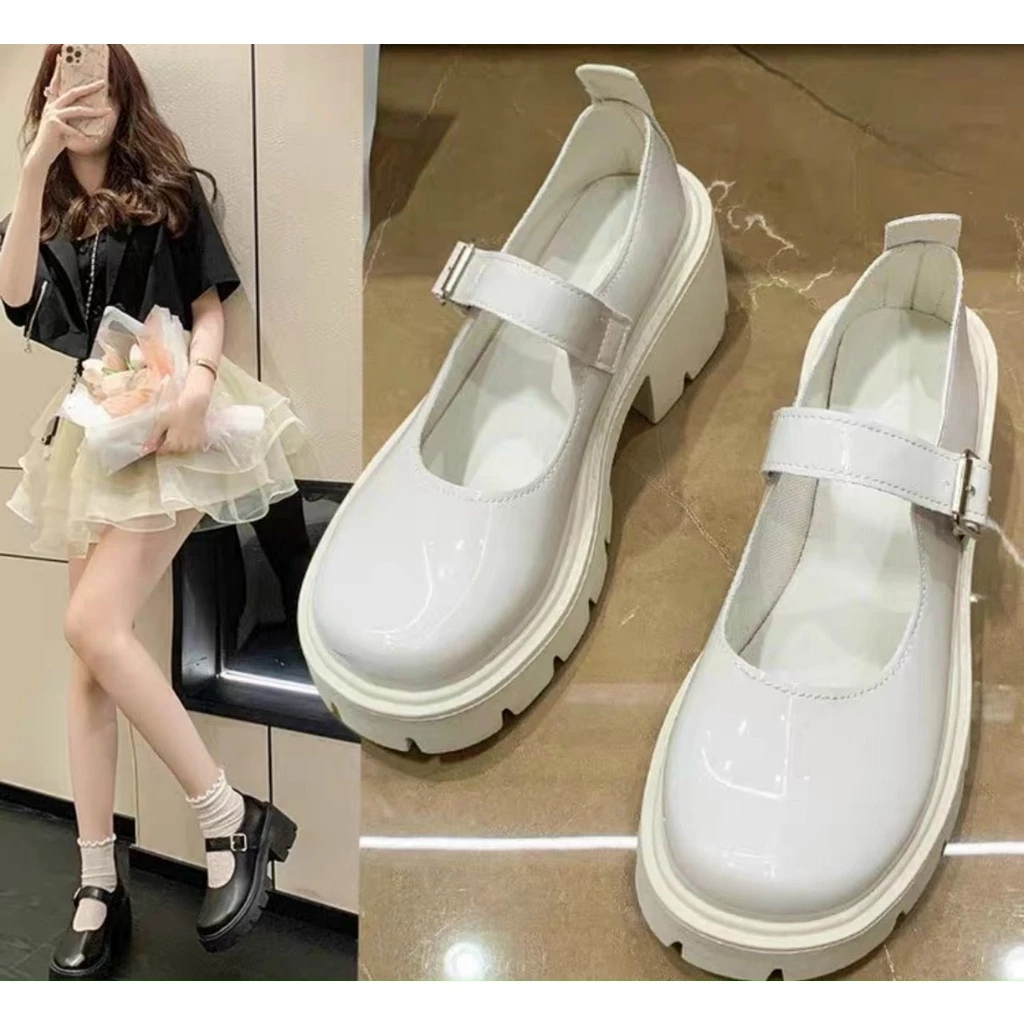 Giày LOLITA Nữ Da Bóng, Da Lì ulzzang phong cách Hàn quốc mary quai cài đế cao cá tính năng động mới hot trend