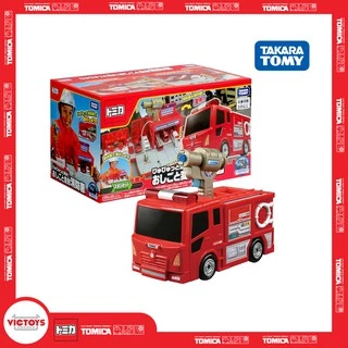 Mô hình xe cứu hỏa Tomica World Transform FIRE TRUCK áp ráp 2 trong 1 (không kèm xe nhỏ) chính hãng TakaraTomy