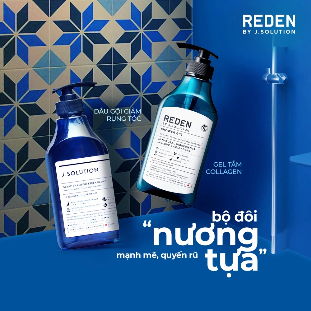 Combo bộ đôi "nương tựa" (dầu gội + gel tắm cho nam) Nhật Bản REDEN by J.Solution