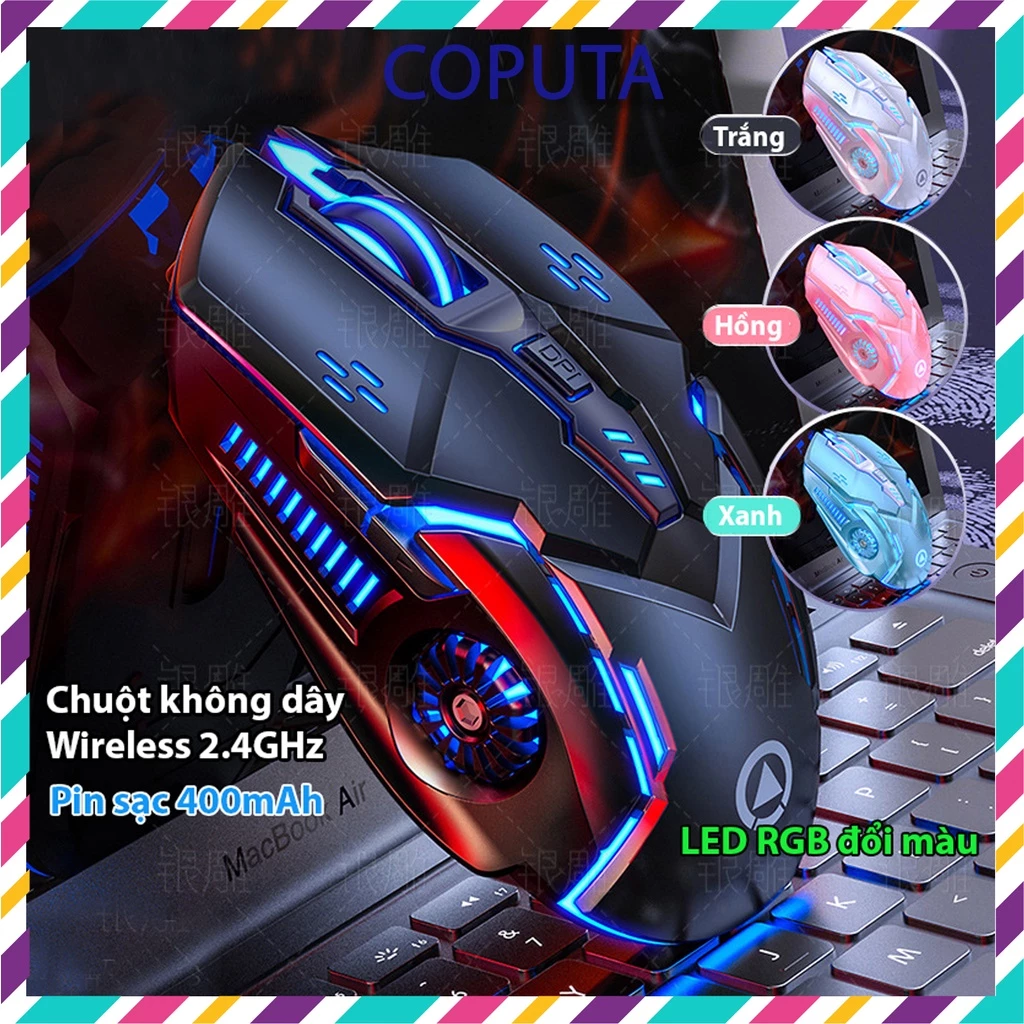 Chuột không dây Coputa chuột máy tính gaming laptop chuyên game Full LED A9