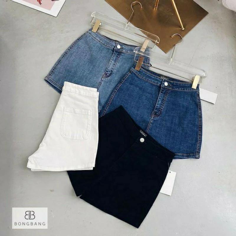 quần short jean lưng cao 1 nút đơn giản siêu xinh, ôm vòng 3, bó đùi, không hở mông