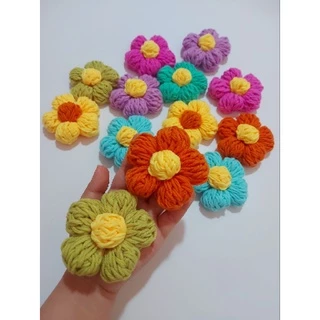 Hoa len size 8cm, pin cài hoa len (được chọn màu)
