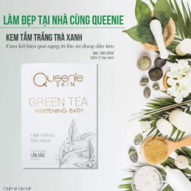 làm đẹp tại nhà KEM TẮM TRẮNG TRÀ XANH QUEENIE