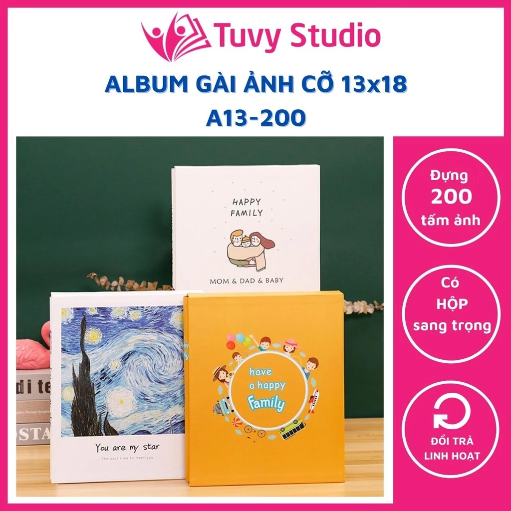 Album ảnh 13x18 đựng 200 tấm có hộp sang trọng bìa chống thấm nước sẵn hàng tại Tú Vy Studio