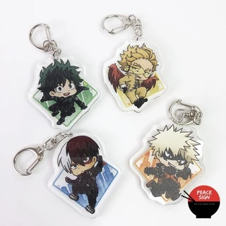 ( Mica trong acrylic ) Móc khóa BOKU NO HERO ACADEMIA - CITY ver Hình Thoi anime Học Viện Anh Hùng chibi