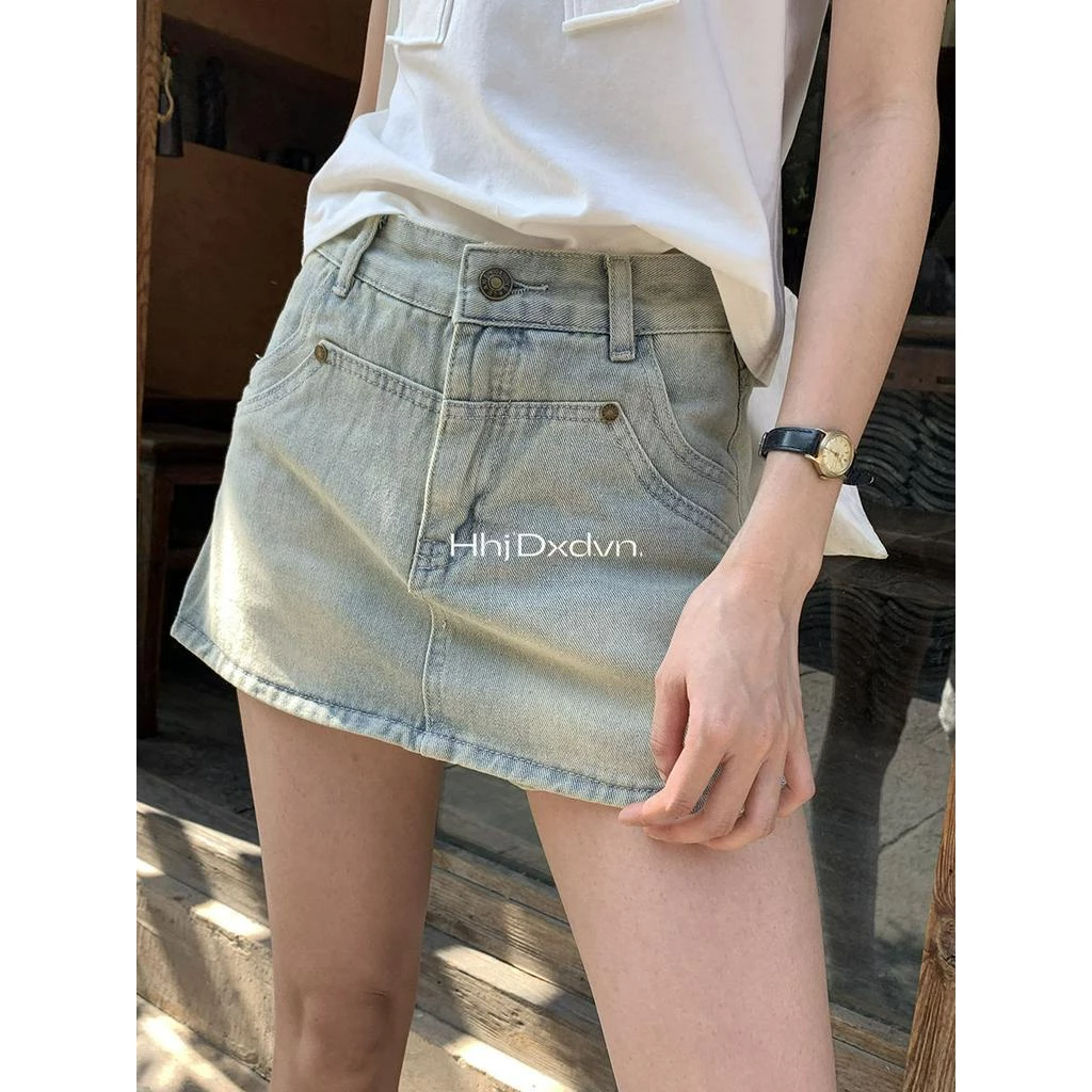 Quần Short Denim Nữ Thiết Kế Mùa Hè Quần Màu Sắc Nhẹ Thẳng Cao Cấp Chữ A Culottes Quần Nhỏ Nóng