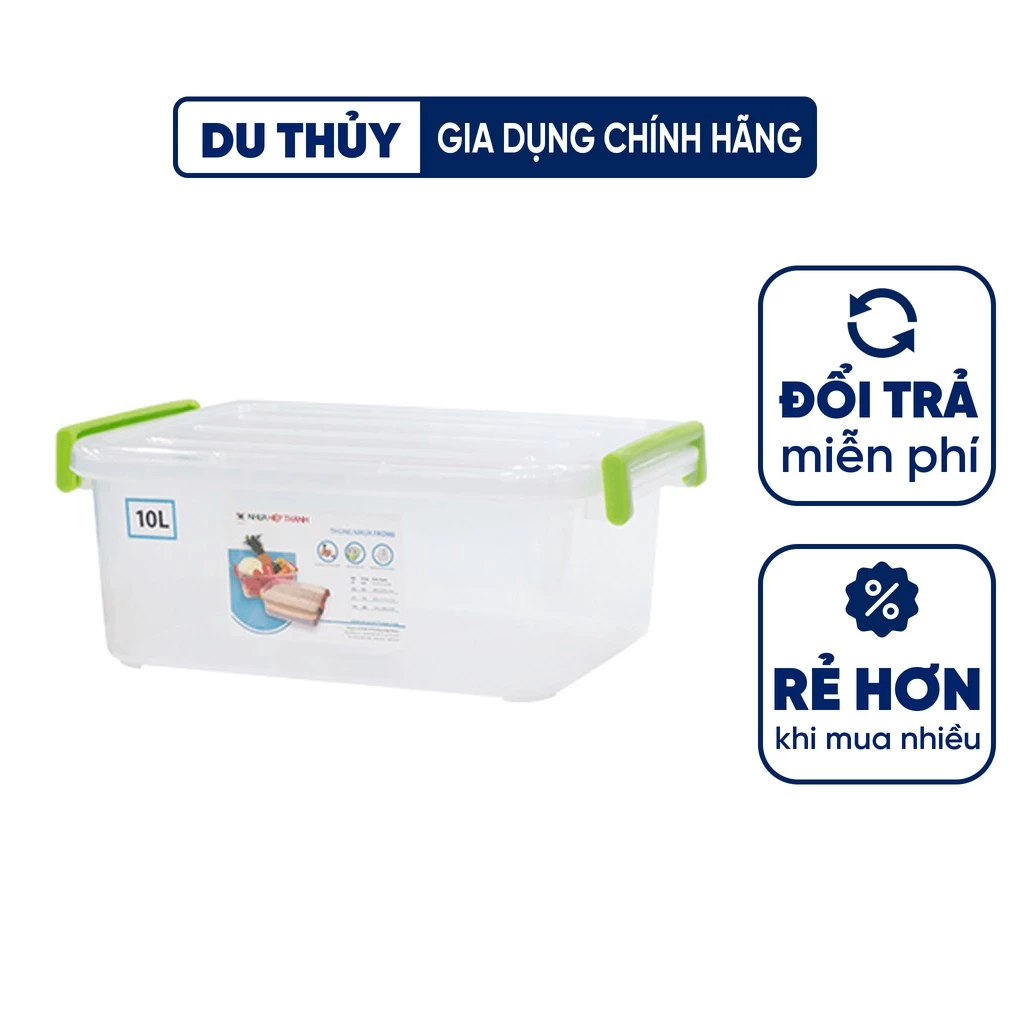 Thùng nhựa chữ nhật trong quai cài Hiệp Thành có nắp 15l (45x31x17) bền đẹp chắc chắn an toàn cho sức khỏe