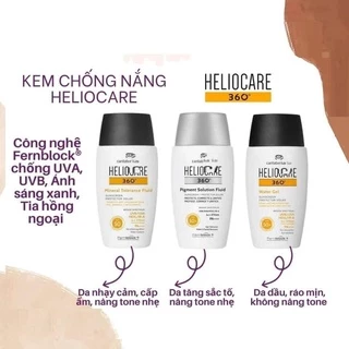 Kem chống nắng Heliocare Water gel / Mineral Tolerance / Pigment Solution / Age Active Fluid / A-R