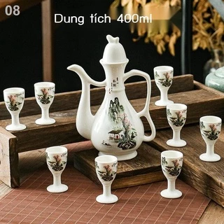 Ly rượu gia dụng gốm sứ cổ Trung Quốc bộ bình màu vàng cốc nhỏ tách