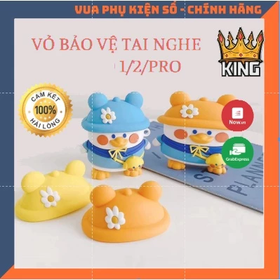 Vỏ bảo vệ bao đựng tai nghe ✔️ case 1&2 Pro ✔️ 1 chú vịt 3 chiếc nón