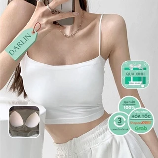 Áo 2 Dây Croptop Sợi Bún DARLIN 2 Lớp Có Mút 42kg-68kg Bra mặc dĐi biển chơi tập gym blazer cardigan 2D01