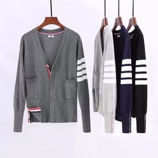 [Sẵn] Áo Khoác Len cardigan cài cúc Thom 4 vạch