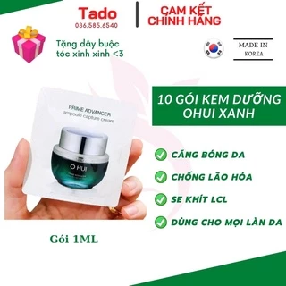 10 gói kem dưỡng ẩm trắng da Ohui xanh căng bóng da chống lão hoá se khít lỗ chân lông Ohui prime advancer 1ml