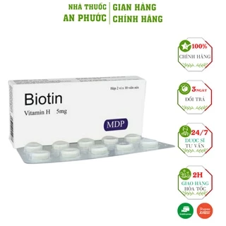 Viên Biontin 5MG ⚡ CAM KẾT CHẤT LƯỢNG ⚡ Viên bổ sung Biotin (Vitamin H) Hộp 20 Viên giúp tóc chắc khỏe, đẹp da