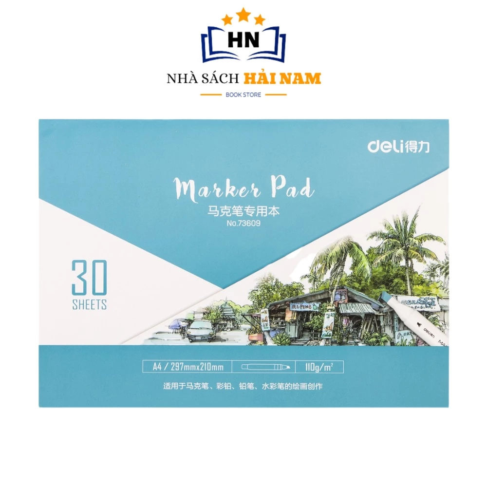 Giấy vẽ màu marker DELI chuyên dụng 30 tờ 110gsm 73609