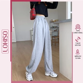 Quần jogger nữ dài ống rộng dây rút bigsize nỉ dày dài 98cm LOKISO QD09