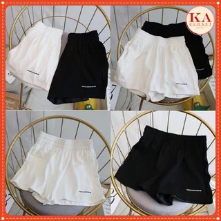 Quần đùi sporty thêu chữ KA Closet có size M và L, chất thể thao, 2 màu Đen, Trắng, from to hàng đẹp, cạp chạy kansai