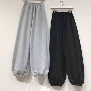 Jogger thun trơn cạp chun dáng rộng ulzzang HOT/ Quần jogger trơn bó ống chun 2 màu hot trend Daski phong cách ulzzang