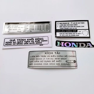 Tem thông số dành cho xe Honda Wave anpha (1 bộ 5 miếng)
