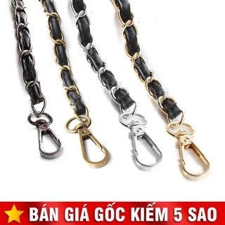 Dây Đeo Túi Xách DA ĐEN Đan Xích 10mm P1506