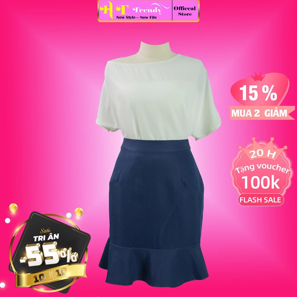 Chân váy công sở váy nữ đuôi cá cao cấp dáng a hơi xòe 2 lớp mặc đi làm chất liệu cotton thời trang thiết kế HT TRENDY