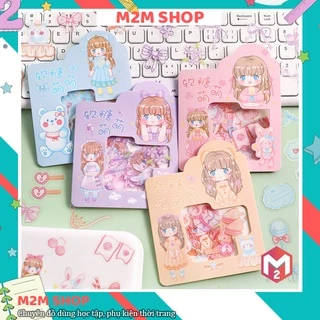 Bộ sticker trang trí dán sổ trong suốt hình cô gái cute dễ thương gồm 45 miếng mẫu ST0002