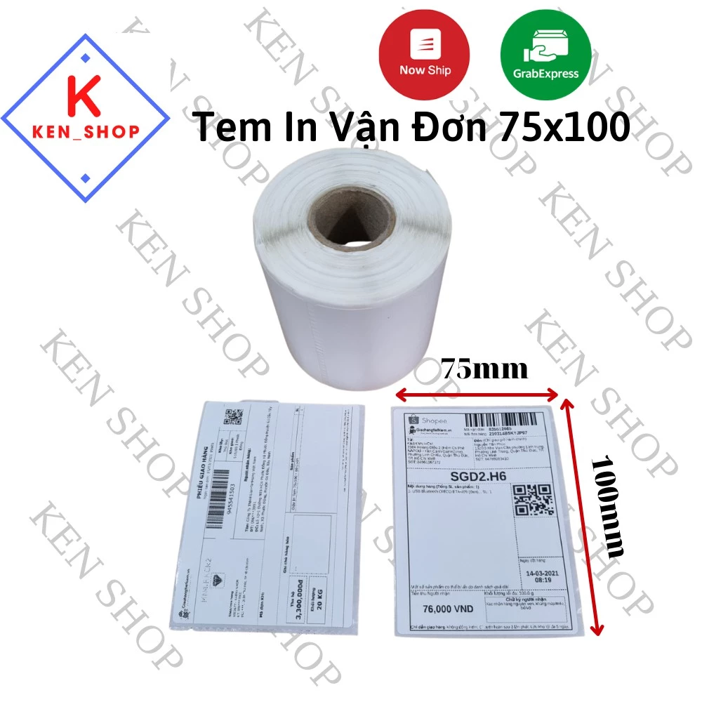 [CUỘN 30M] Tem nhiệt 75x100 - DECAL nhiệt 7.5x10cm in nhãn, in vận đơn