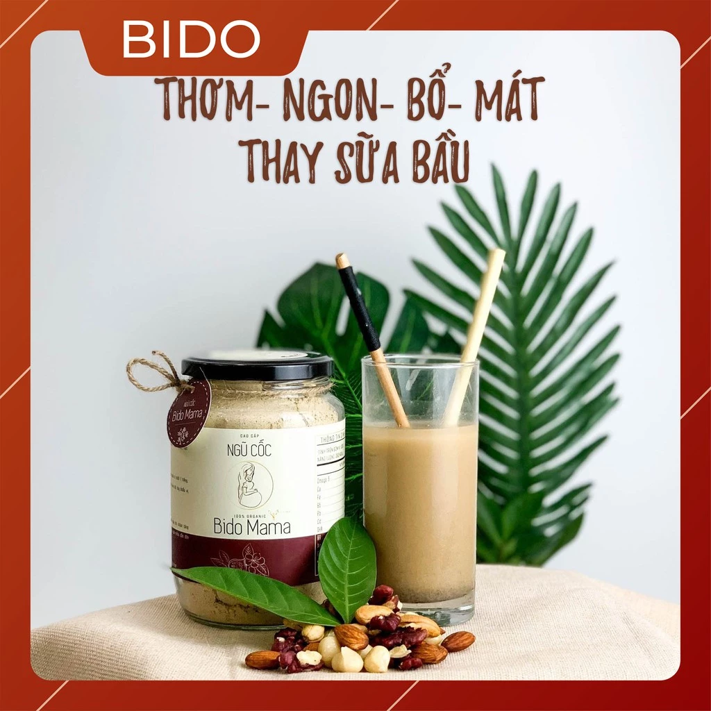 Bột Ngũ Cốc Lợi Sữa Bà Bầu Cao Cấp Bido Mama 600gram, Giúp Mẹ Giảm Nôn Nghén, Tập Trung Tăng Cân Con