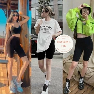 Quần legging đùi - ngố  nâng mông cạp chống xoắn chất thích siêu co giãn. Quần sooc legging thể thao nhiều size.