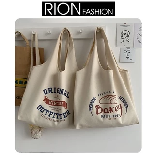 Túi tote đeo chéo, túi xách nữ canvas hoạ tiết Vintage & Bakery đi học đi chơi đựng vừa a4