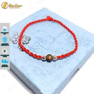 Vòng tay chỉ đỏ may mắn charm bi bạc S925 mix hạt trầm hương sánh chìm bình an - Tuệ Lâm