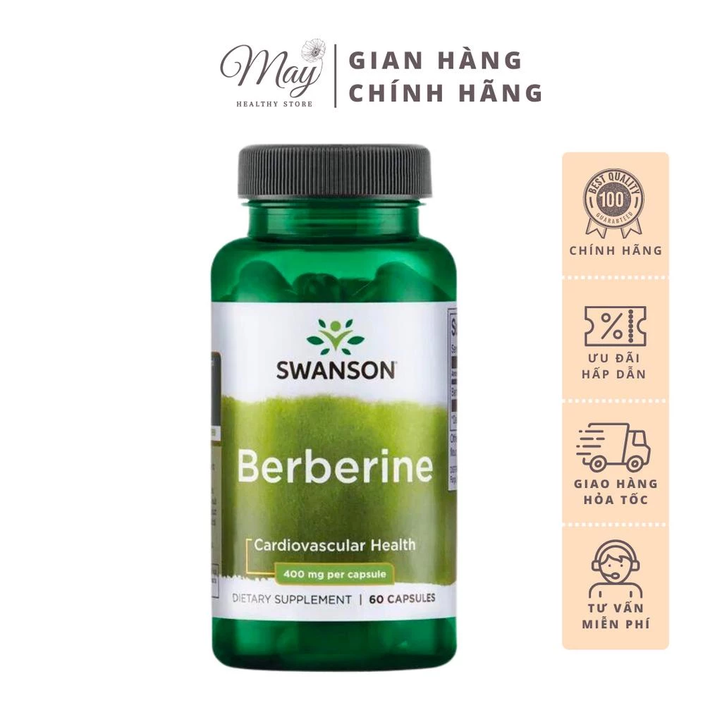 Viên Uống Swanson Berberine 400mg Tăng Cường Sức Khỏe Tim Mạch (60 Viên/Lọ)