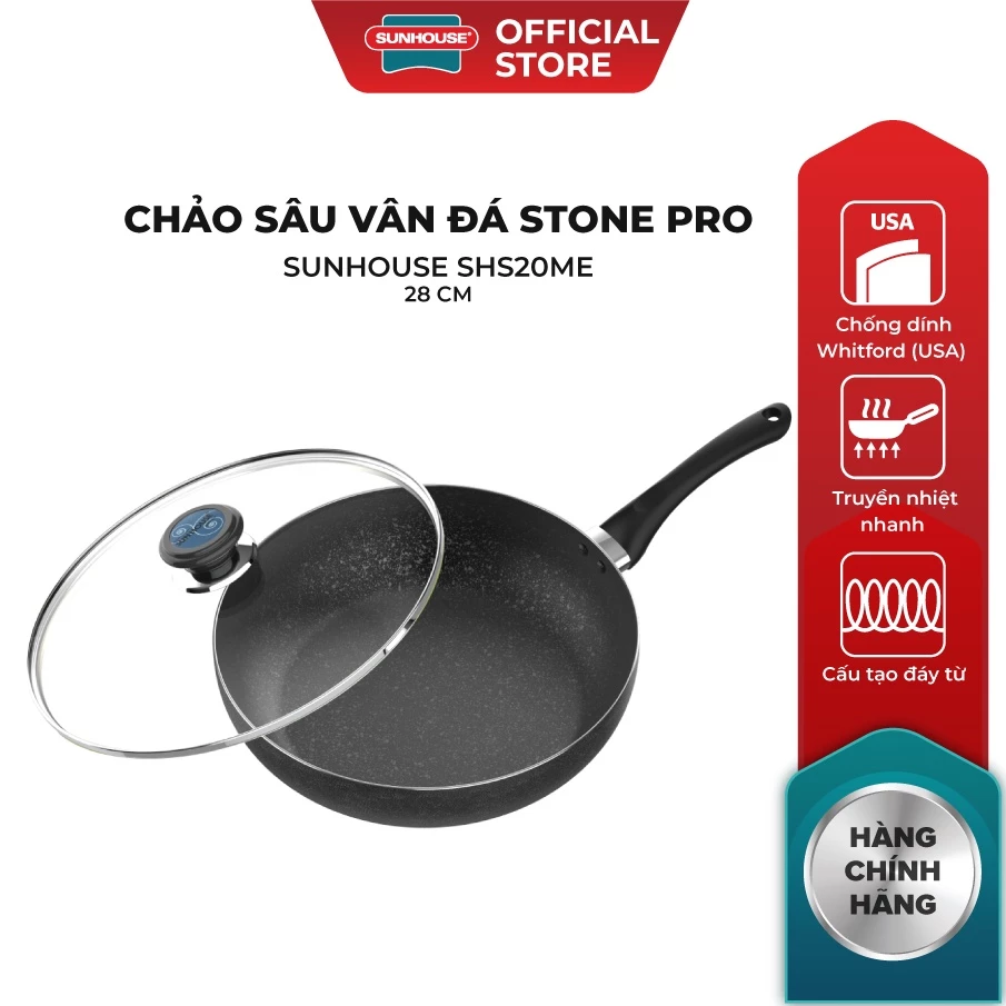 Chảo sâu vân đá Stone Pro SUNHOUSE SHS20-26-28ME