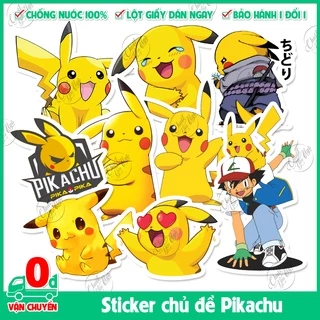 Bộ 100 sticker PIKACHU Pokemon Bửu bối thần kỳ không trùng biểu cảm dễ thương dán xe đạp laptop điện thoại