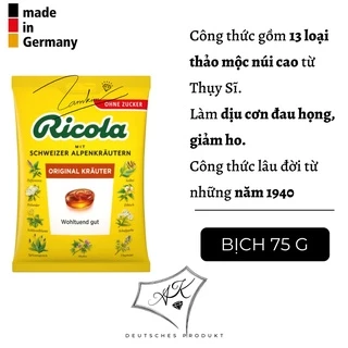 [ Hàng Đức ] Kẹo ngậm ho thảo mộc Ricola, gói 75g, giảm ho, giảm khàn giọng