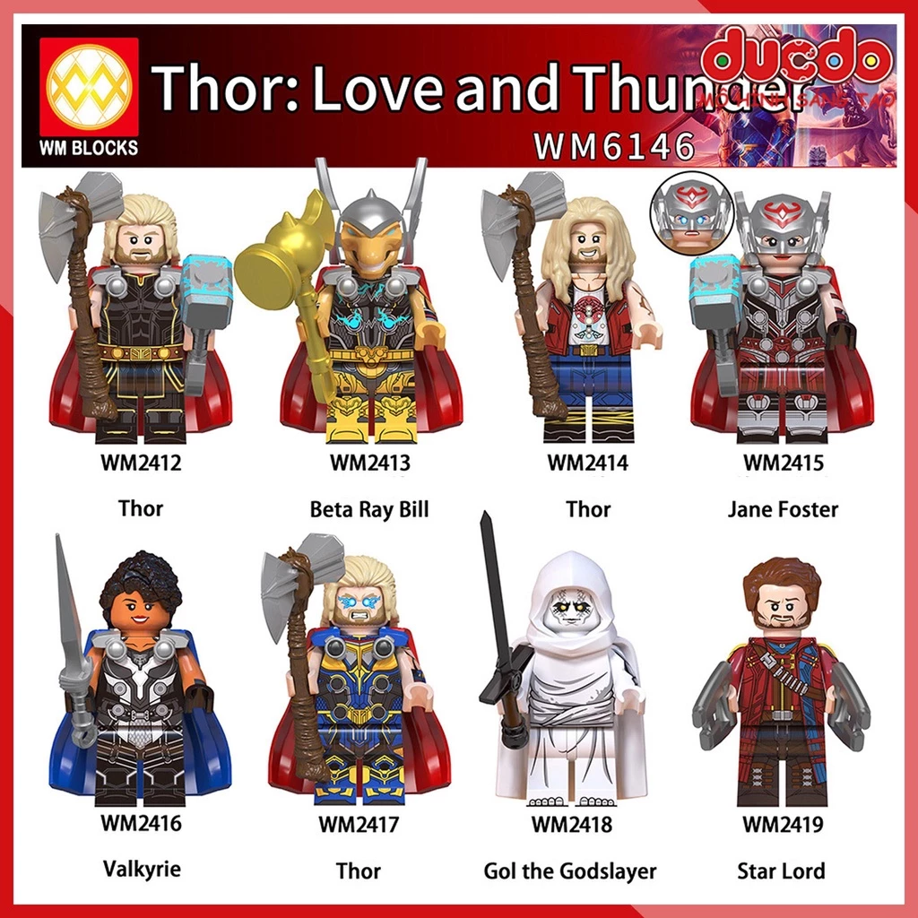 Minifigures nhân vật Thor Love And Thunder - Đồ chơi Lắp ghép Xếp hình Mini Iron Man Mô hình WM WM6146