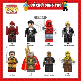 Xếp hình Minifigure Nhân vật Siêu anh hùng Marvel Spider Man, Daredevil, Odin - Đồ Chăi Lắp Ghép Sáng Tạo - XINH X0180