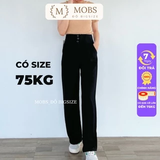 Quần Ống Suông Lưng Cao MOBS,Quần Ống Rộng Bigsize 3 Khuy Dáng Dài culottes