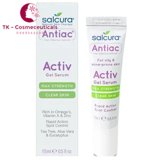 (CHÍNH HÃNG) Gel Chấm Mụn Salcura Antiac Activ Gel Serum Giảm Bóng Da Dầu, Se Khít Lỗ Chân Lông - 15ml