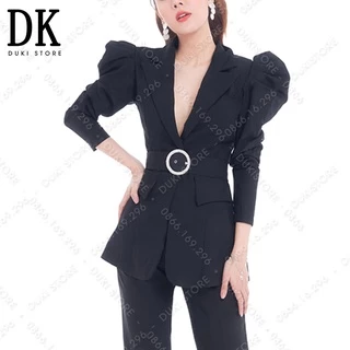 Vest thiết kế | Áo vest bộ vest nữ màu đen vai bồng cực sang trọng - DUKI STORE